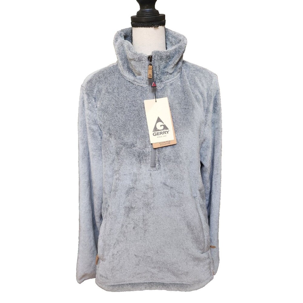GERRY NWT Gray 1/4 Zip Mock Neck Fleece Jacket Size Large